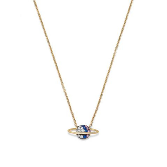 Saturn Gold Planet Necklace with CZ