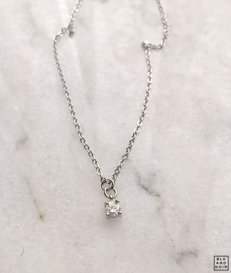 Floating Cubic Zirconia Charm Necklace in Silver