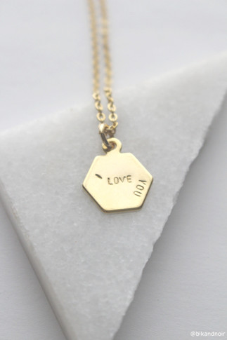 I LOVE YOU Gold Hexagon Necklace