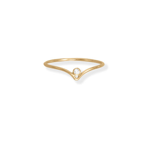 14/20 Gold Filled V Band CZ Ring 