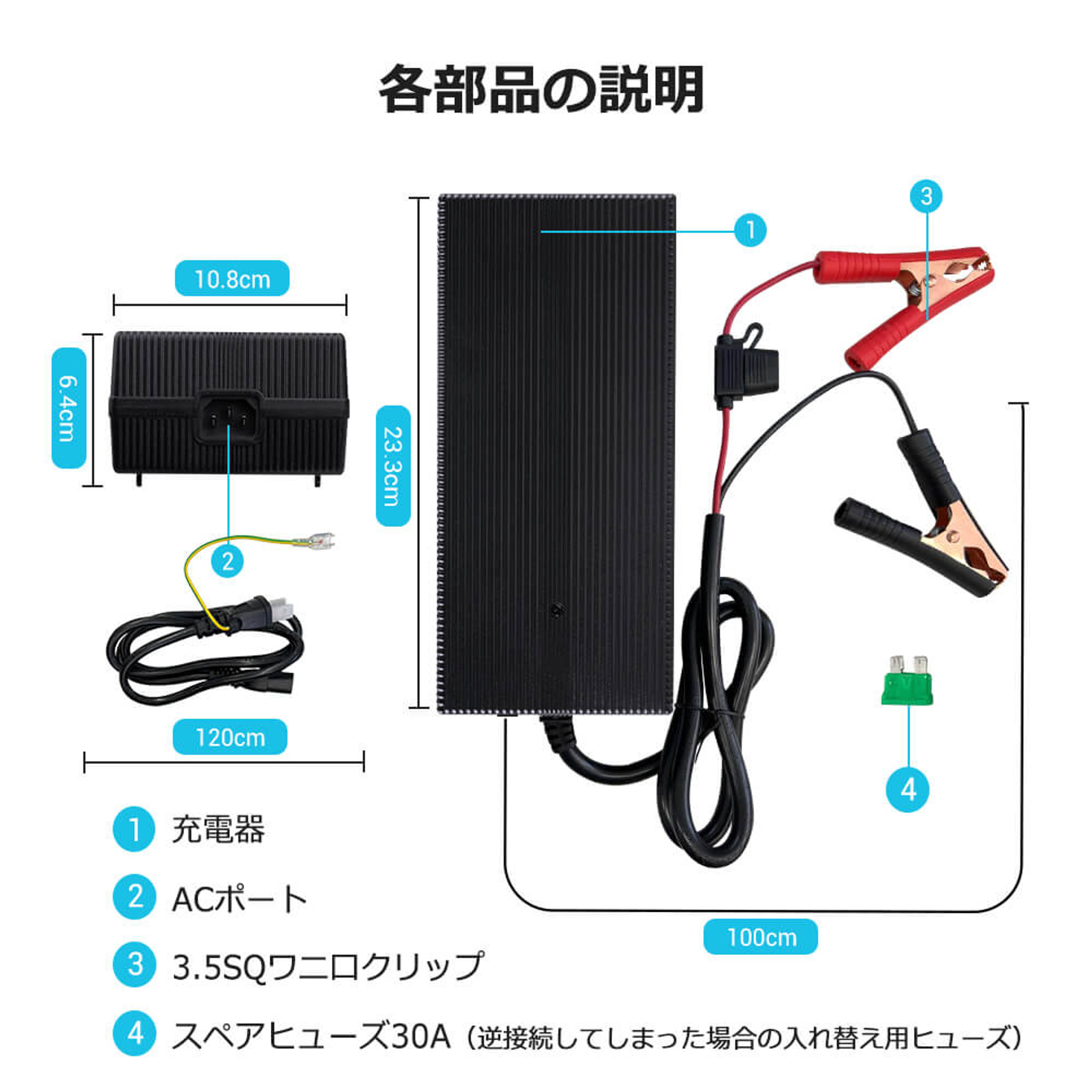 リン酸鉄リチウムイオンバッテリー専用充電器12V 20A