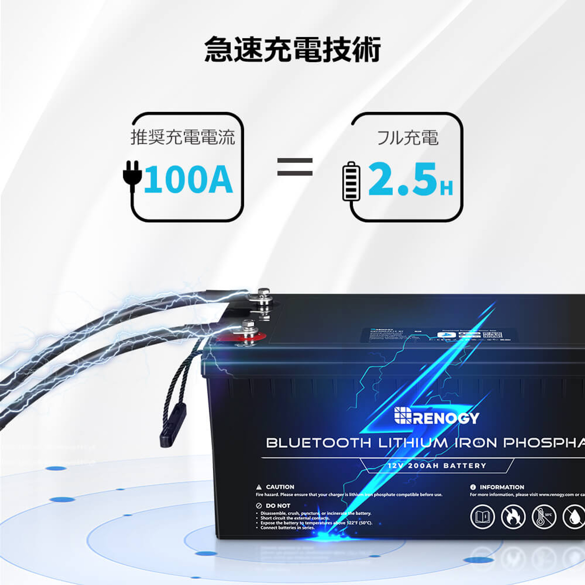 リン酸鉄リチウムイオンバッテリー 200AH 12V Bluetoothモジュール内蔵