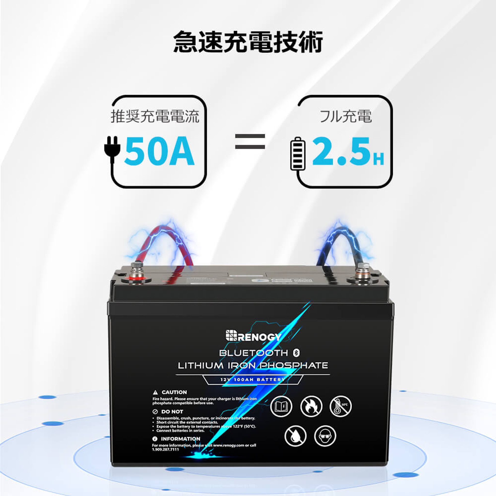 リン酸鉄リチウムイオンバッテリー 100AH 12V Bluetoothモジュール内蔵