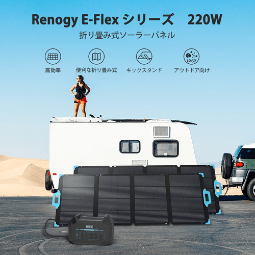 折り畳みポータブルソーラーパネル 220W E.FLEXシリーズ