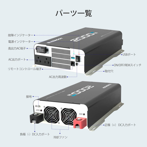 純正弦波インバーター2000W 24V | RENOGY JAPANオンラインショップ