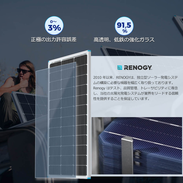 RENOGY 200Ｗ 12V 単結晶 ソーラーパネル 高転換率太陽光パネル 船舶 RV車 キャンピングーカー屋根 家庭 防災 - 8