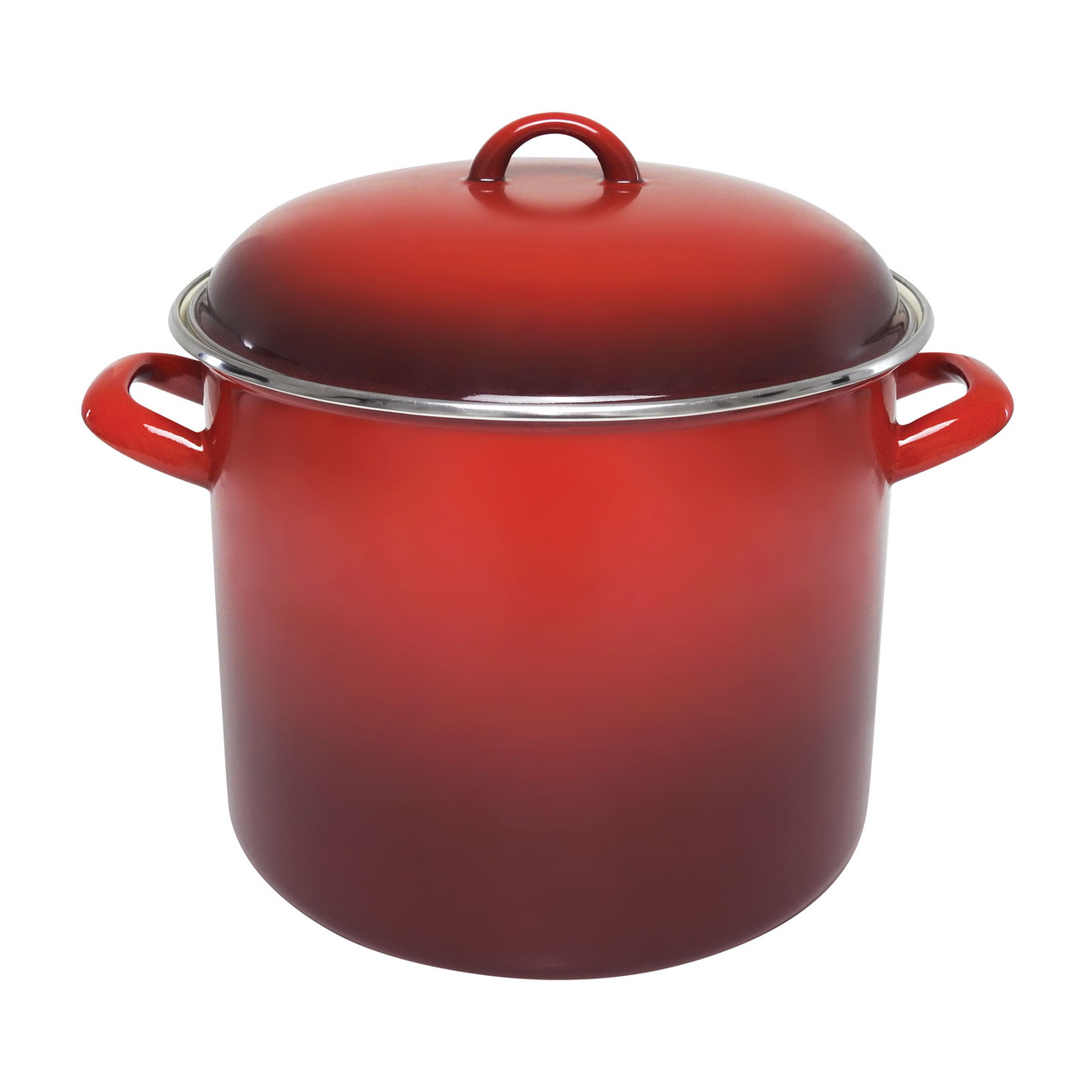 28 x 24cm 14L Enamel Stock Pot Red