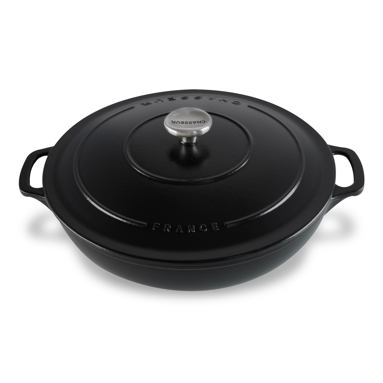 Low Round Casserole 30cm 2.5L Matte Black Chasseur Australia