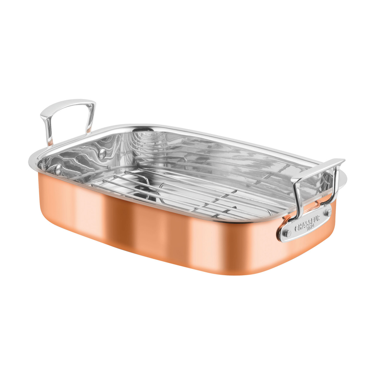 Escoffier Induction Roasting Pan with Rack 35 x 26cm Copper