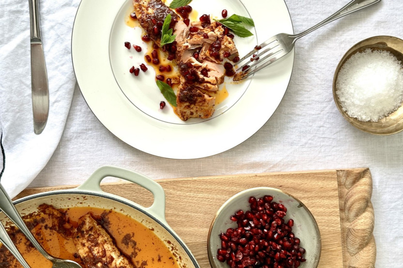 Maple Glazed Salmon with Pomegranate