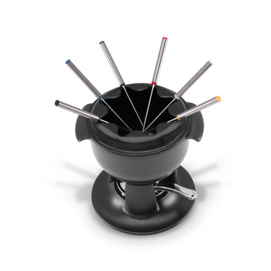 Fondue Set 21cm 1.4L Cast Iron Matte Black