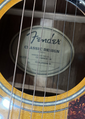 USED Fender Dreadnought Cutaway Electric-Acoustic Sunburst Guitar with hard case