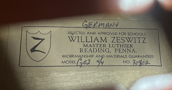 USED Zeswitz G02 Cello 4/4 USA-Made **IN-STORE PICKUP ONLY**