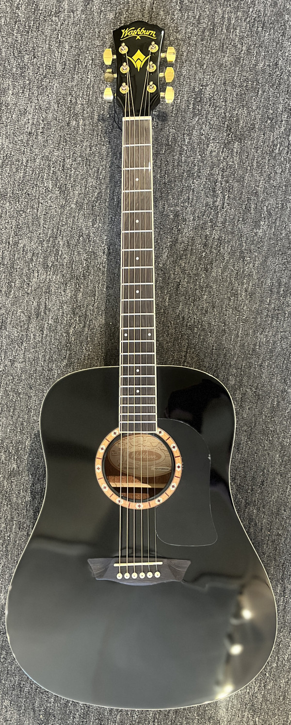 Washburn WD100DLBK Apprentice Dreadnought Acoustic Guitar Black Gloss