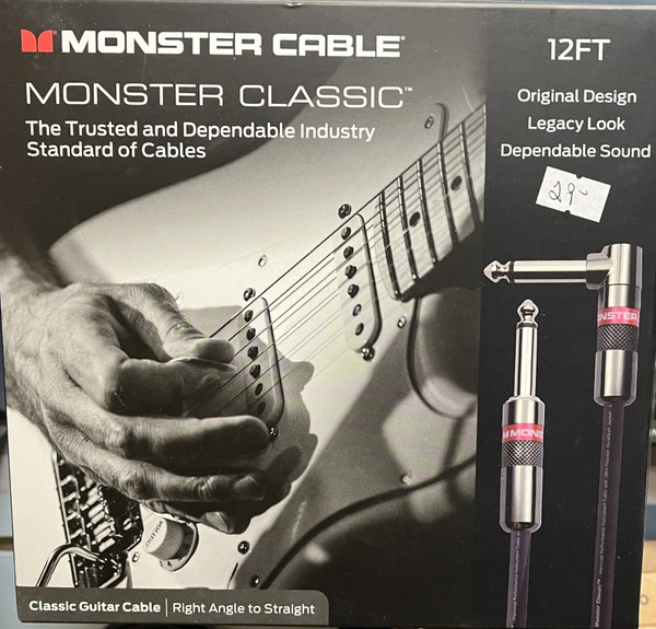 Monster Cable 12ft Classic Guitar Cable Right Angle to Straight 