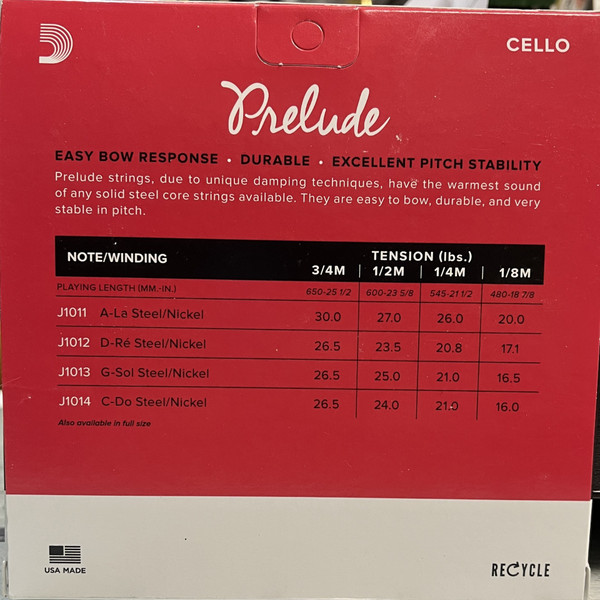 D'Addario Prelude Cello Strings Set