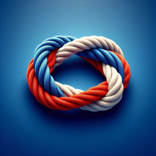 Multi Coloured Rope Link Magic Trick Red White & Blue Multi Coloured Rope Link Magic Trick Red White & Blue