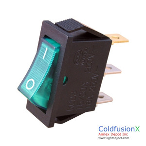 110V-250V 8A Power Switch Green w/ 12V Light. A pack of 5