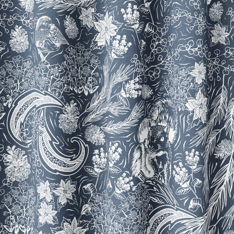 Whinlatter Floral Cotton - Spruce Blue