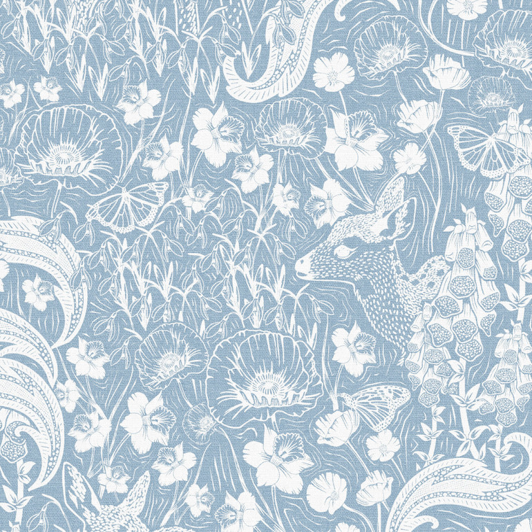 Midnight Meadow Floral Cotton - Cornflower