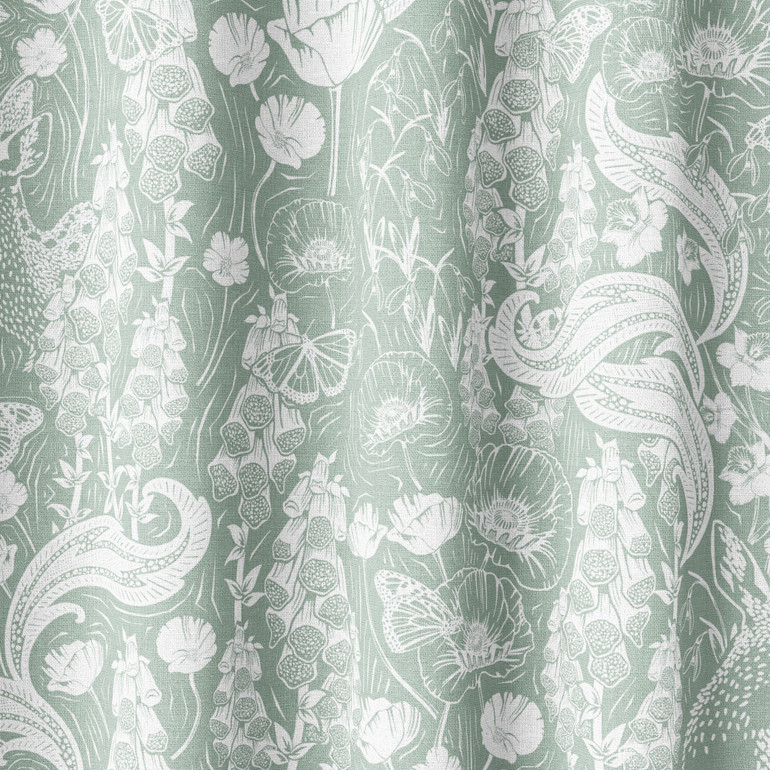 Midnight Meadow Floral Cotton - Vintage Green