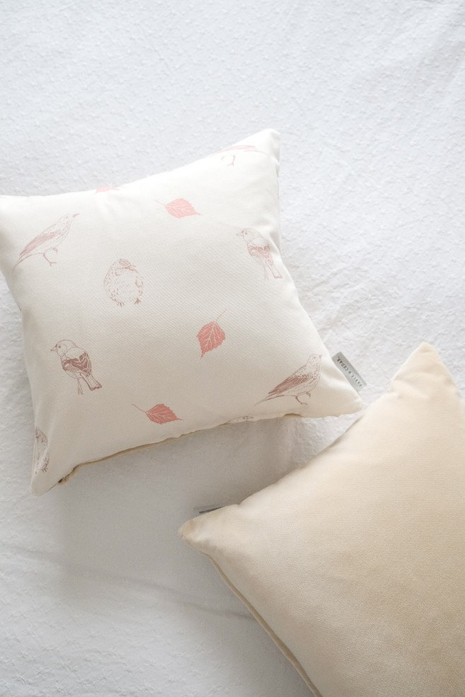 Coppice Birds Cushion - Blossom Pink