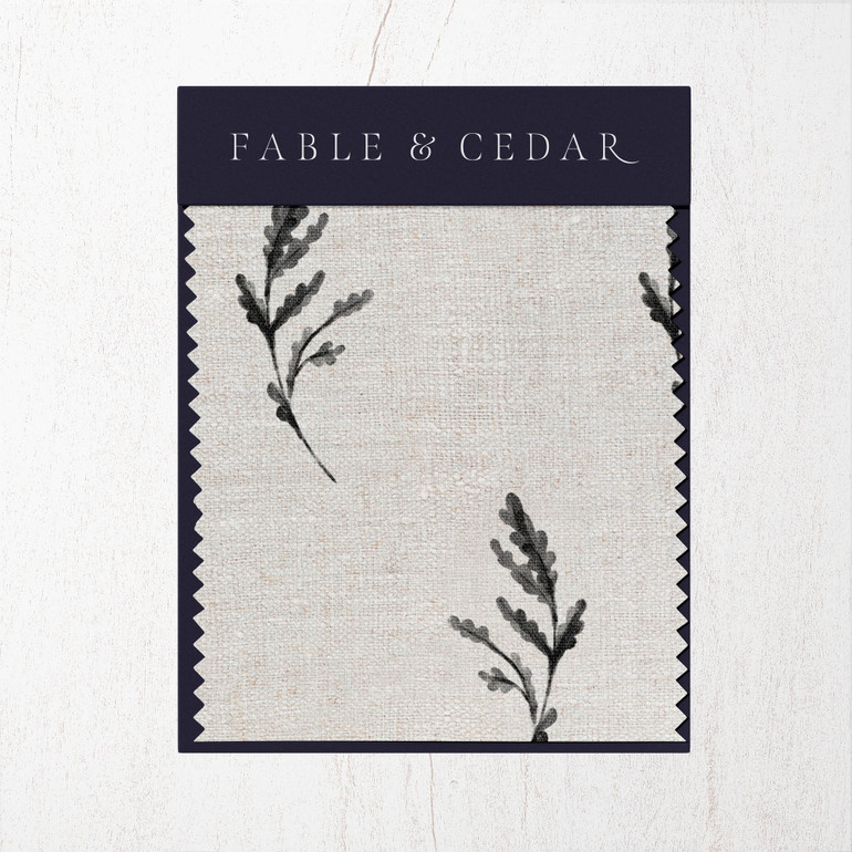 Nell Oak Leaf Luxury Linen Blend Sample - Ink