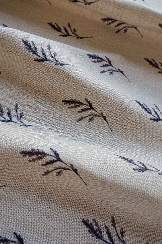 Nell Oak Leaf Luxury Linen Blend - Ink