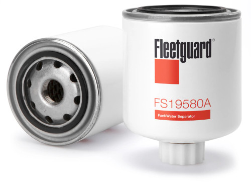 Fleetguard FS19580A Fuel Water Separator Cross Reference: Donaldson P550834 Fuel Water Separator, Baldwin BF9894 Fuel Water Separator, Napa 3962 Fuel Water Separator, Wix 33962 Fuel Water Separator, Carquest 86962 Fuel Water Separator, Luber Finer LFF342SC Fuel Water Separator