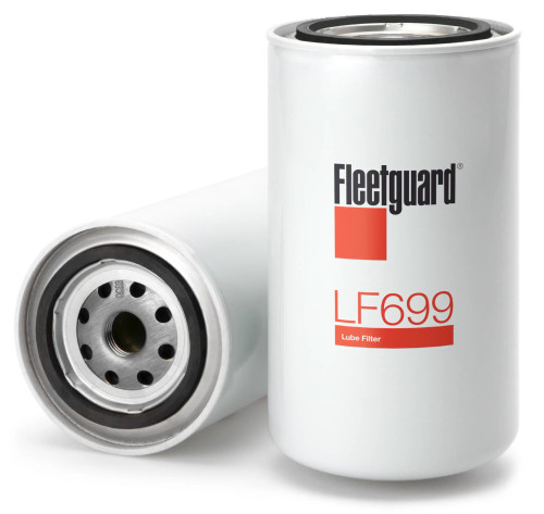 Fleetguard LF699 Oil Filter Cross Reference: Donaldson P554407 Oil Filter, Baldwin BT237 Oil Filter, Napa 1459 Oil Filter, Wix 51459 Oil Filter, Carquest 85459 Oil Filter, Luber Finer LFP2292 Oil Filter