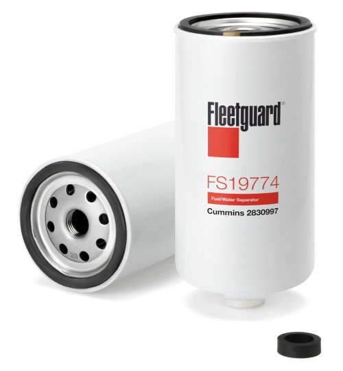 Fleetguard FS19774 Fuel Water Separator Filter Cross Reference: Carquest 86765 Fuel Water Separator Filter, Baldwin BF7998 Fuel Water Separator Filter, NAPA 3765 Fuel Water Separator Filter, Wix 33765 Fuel Water Separator Filter, Luber Finer LFF3800 Fuel Water Separator Filter