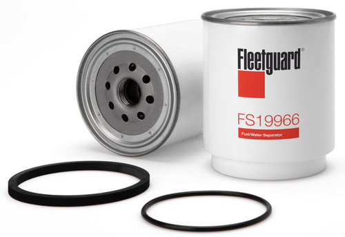 Fleetguard FS19966 Fuel Water Separator Cross Reference: Donaldson P551838 Fuel Water Separator, Baldwin BF1386-O Fuel Water Separator, Napa 3995 Fuel Water Separator, Wix 33995 Fuel Water Separator, Carquest 86995 Fuel Water Separator, Luber Finer LFF3358 Fuel Water Separator, Mack 21017305 Fuel Water Separator