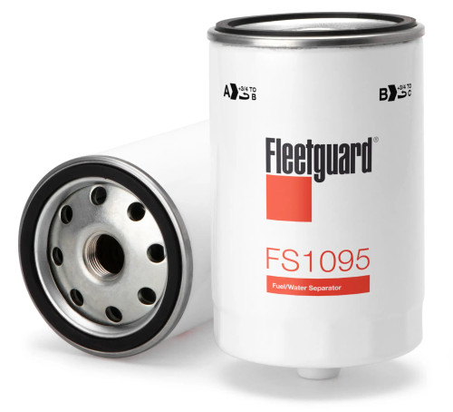 Fleetguard FS1095 Fuel Water Separator Cross Reference: Donaldson P959622 Fuel Water Separator, Baldwin BF46122 Fuel Water Separator, Napa 600171 Fuel Water Separator, Wix WF10171 Fuel Water Separator, Carquest 96721 Fuel Water Separator