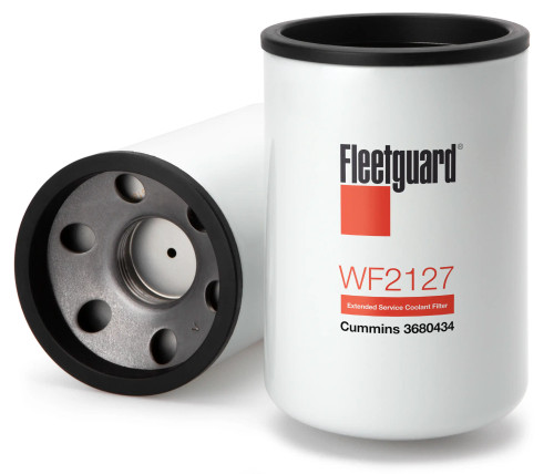 Fleetguard WF2127 Water Coolant Filter Cross Reference: Donaldson P550867 Water Coolant Filter, Carquest 89113 Water Coolant Filter, Baldwin B5087 Water Coolant Filter, NAPA 4113 Water Coolant Filter, WIX 24113 Water Coolant Filter, Luber Finer LFW2127 Water Coolant Filter, Cummins 3680434 Water Coolant Filter