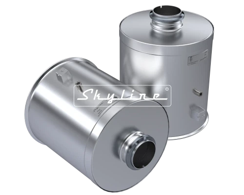 Skyline aftermarket 1M0403 direct-fit stainless steel diesel oxidation catalyst DOC replacement module for International / Navistar MaxxForce 11 and MaxxForce 13 emissions architectures.