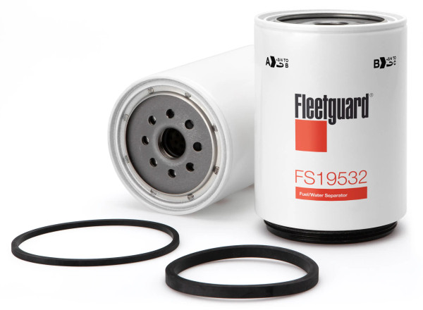 Fleetguard FS19532 Fuel Water Separator Cross Reference: Donaldson P551856 Fuel Water Separator, Baldwin BF1329 Fuel Water Separator, Napa 3231 Fuel Water Separator, Wix WF10012 Fuel Water Separator, Carquest 86838 Fuel Water Separator, Luber Finer LFF5766 Fuel Water Separator