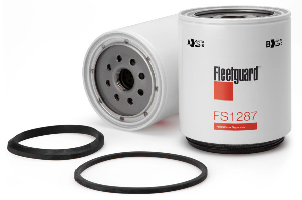 Fleetguard FS1287 Fuel Water Separator. Cross Reference: Donaldson P551853 Fuel Water Separator, Carquest 96813 Fuel Water Separator, Luber Finer LFF8063 Fuel Water Separator, Baldwin BF1329 Fuel Water Separator, NAPA 600253 Fuel Water Separator, WIX WF10253 Fuel Water Separator