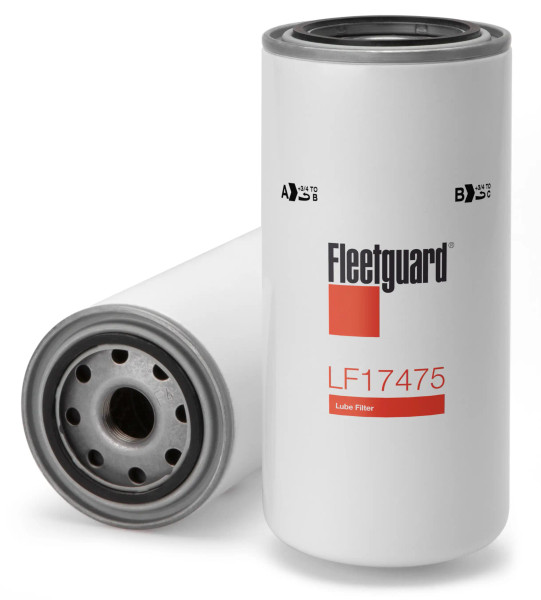 Fleetguard LF17475 Oil Filter Cross Reference: Donaldson P550920 Oil Filter, Baldwin B7378 Oil Filter, Napa 7325 Oil Filter, Wix 57325 Oil Filter, Carquest 84325 Oil Filter, Luber Finer LFP2698 Oil Filter