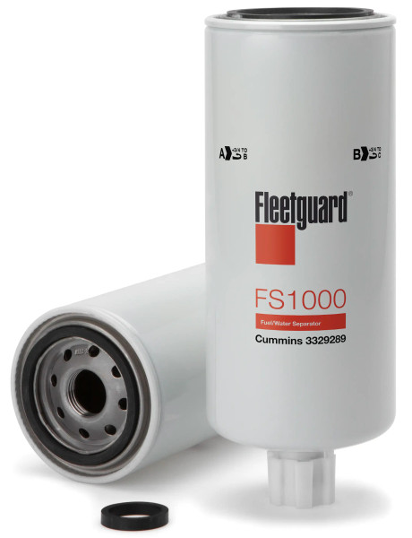 Fleetguard FS1000 Fuel Water Separator Cross Reference: Donaldson P551000 Fuel Water Separator, Baldwin BF1259 Fuel Water Separator, Napa 3406 Fuel Water Separator, Wix 33406 Fuel Water Separator, Carquest 86406 Fuel Water Separator, Luber Finer LFF1000 Fuel Water Separator