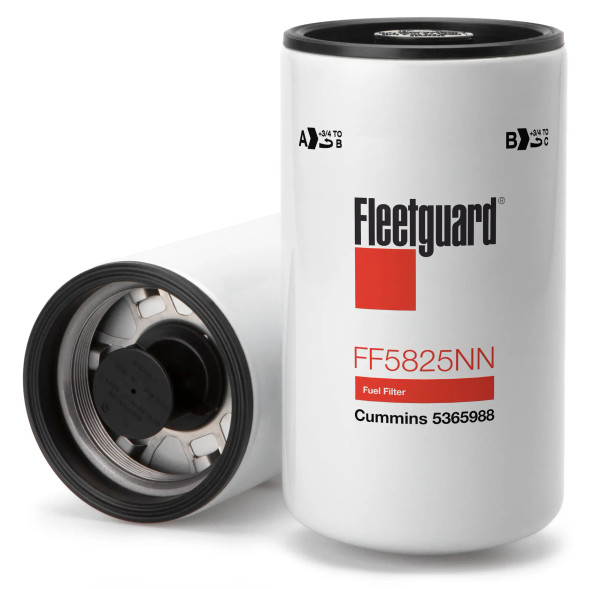Fleetguard FF5825NN Fuel Filter Cross Reference: Napa 600515 Fuel Filter, Wix WF10515 Fuel Filter, Carquest 93728 Fuel Filter, Luber Finer LFF6776XL Fuel Filter, Baldwin BF46129 Fuel Filter, Donaldson DBF6776 Fuel Filter, Cummins 5365988 Fuel Filter