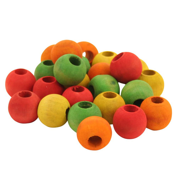 Colourful Wood Beads 3/4" - Pack of 24