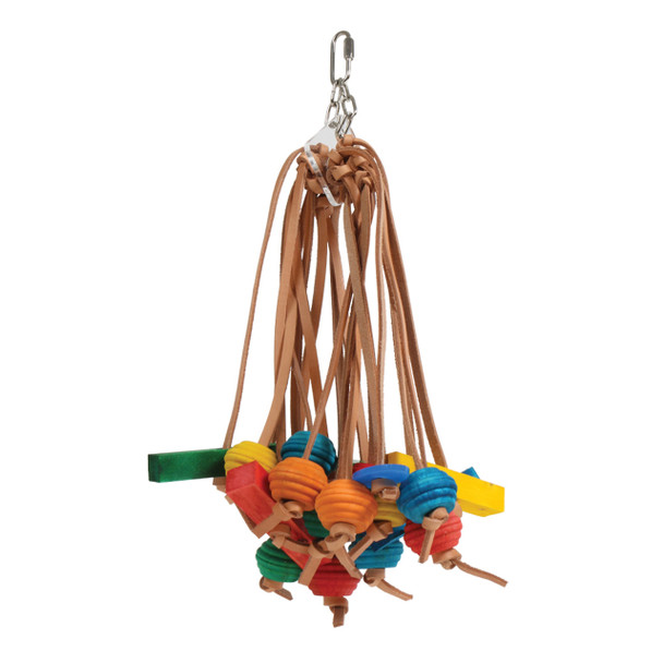 Spiddy - Wood and Leather Parrot Toy - Large