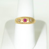 Antique 18 ct Gold Diamond and Ruby Ring Set in Carved Stars