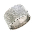 Victorian Silver Bangle Bracelet with Hand Engraving in a Fern Pattern