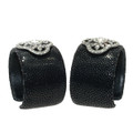 Black Shagreen Cuff Bracelets