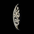 Victorian Diamond Brooch, Crescent Moon and Flowers