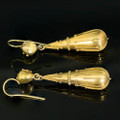 Victorian Etruscan Revival 18 Kt Gold Long Drop Earrings