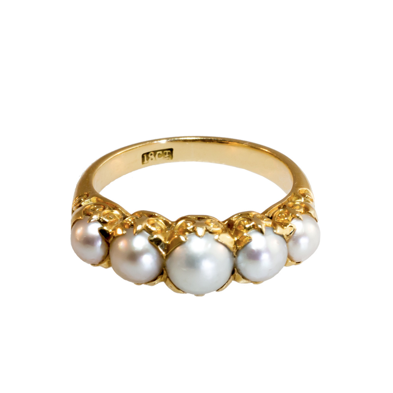 Antique: A Pearl Ring in 18 ct Gold, Half-Hoop Stacker