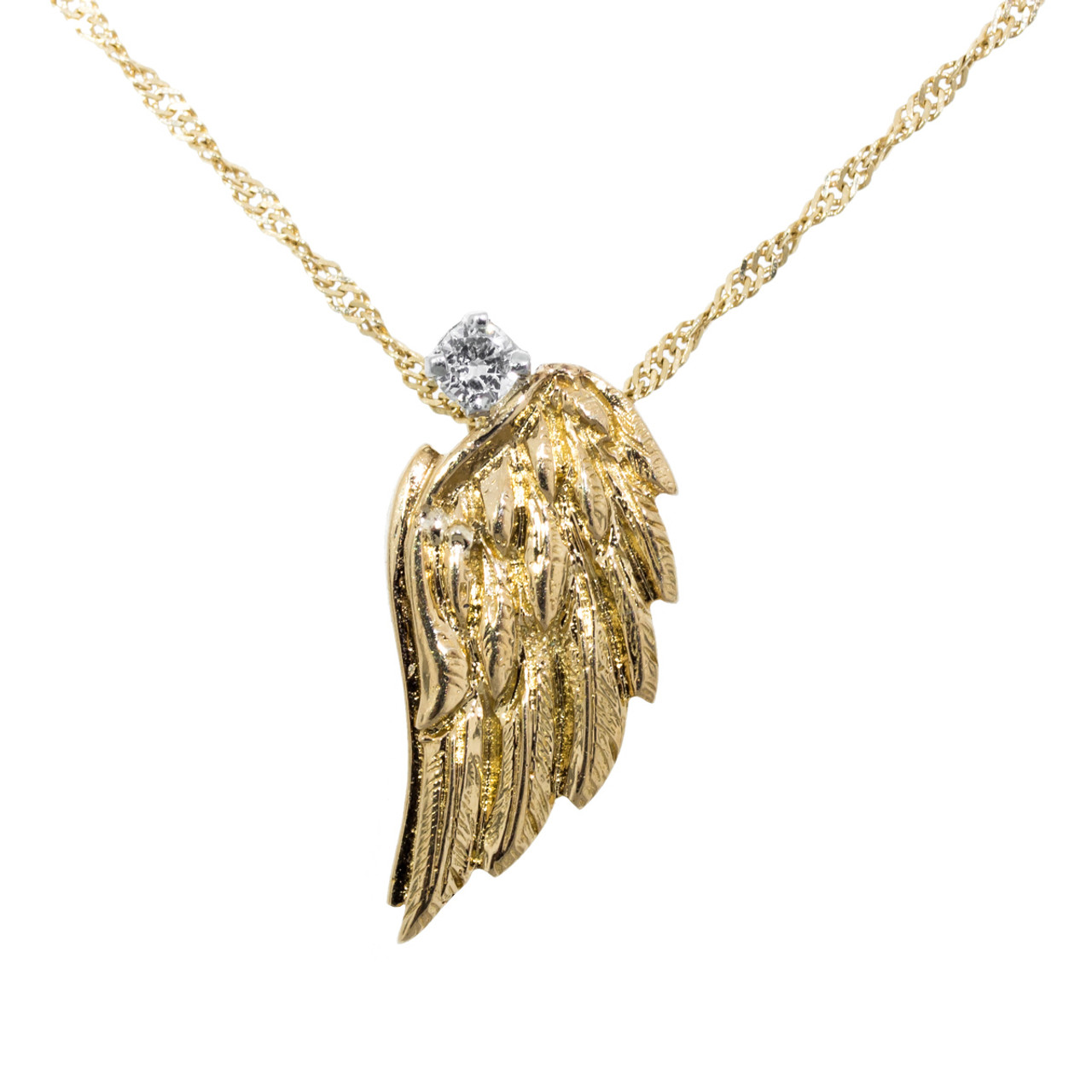 Icebox - Angel Wing Diamond Pendant 14k Solid Gold 0.85ctw