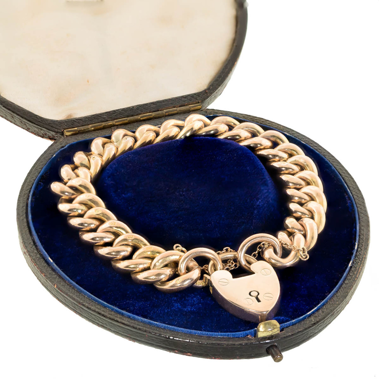 9ct Yellow Gold Charm Bracelet & Heart Padlock - 7